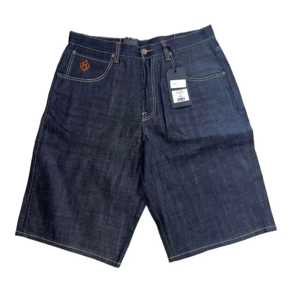 Eight 732 8732 Dark Wash Denim Streetwear Shorts Raw Blue Men's 38